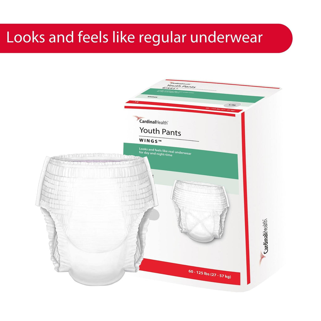 Curity Youth Pants, Unisex-Youth, 14 Count, Heavy Absorbency, Pull-On, Cloth-Like Topsheet, Disposable, Size Large, 51-70 lbs