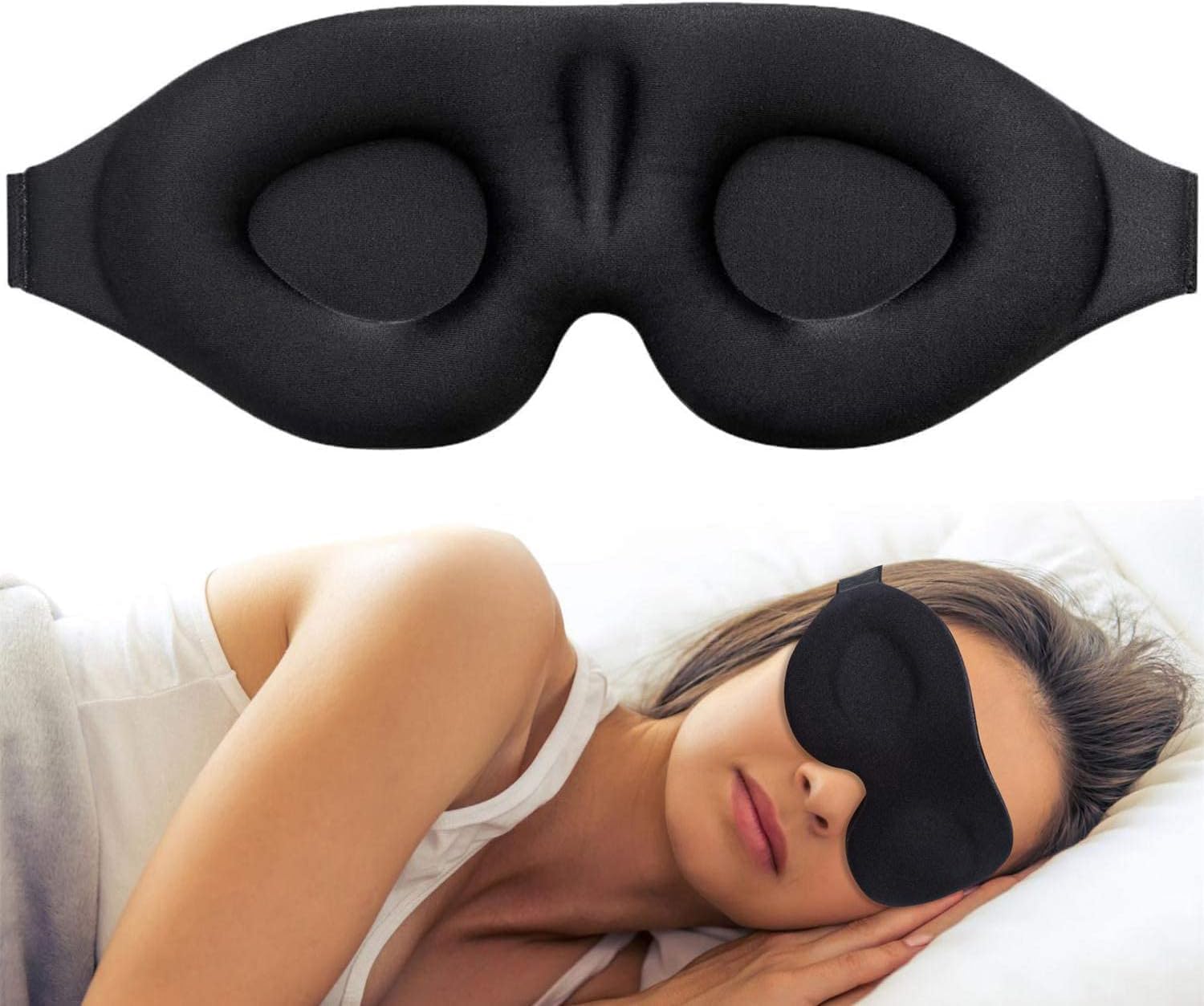 Jigva Comfortable Cooling Sleep Eye Mask Soft Fabric Adjustable Strap Light Blocking Blindfold For Relaxation Travel Nap Night S
