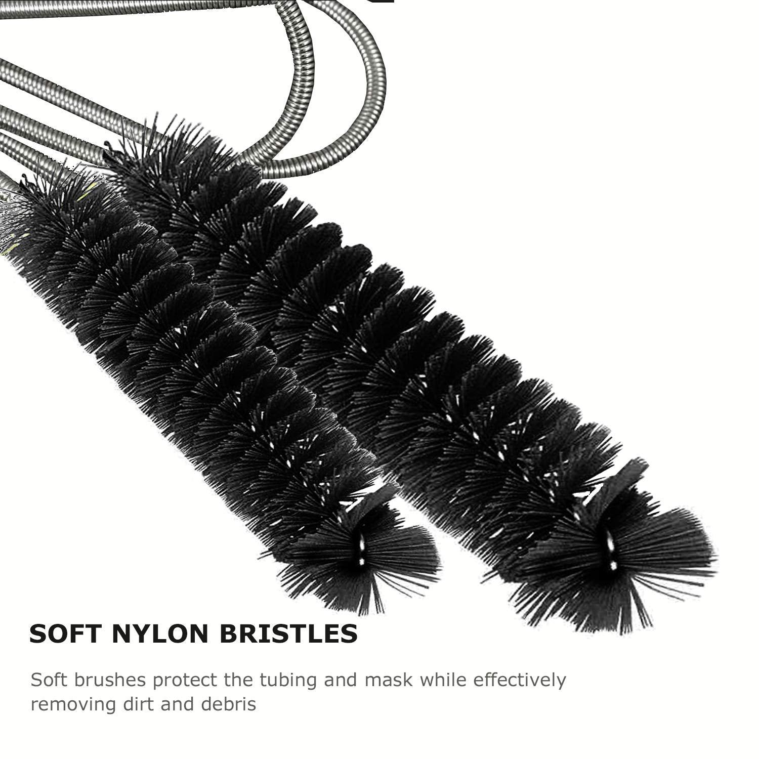 Brush Diameter 15mm 19mm -CPAP Tube Cleaning Brush-Suitable for Most CPAP Hose Type (Black)