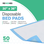 Disposable Bed Pads 30 x 36 - 50 Count - Large Bed Pads for Incontinence - Seniors, Adults & Kids Chucks Pads - Adult Absorbent