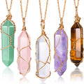 5 Pieces Crystal Necklaces, Healing Stones Spiritual Pendant Natural Gemstone Jewelry with Adjustable Chain for Women Girls (Viv