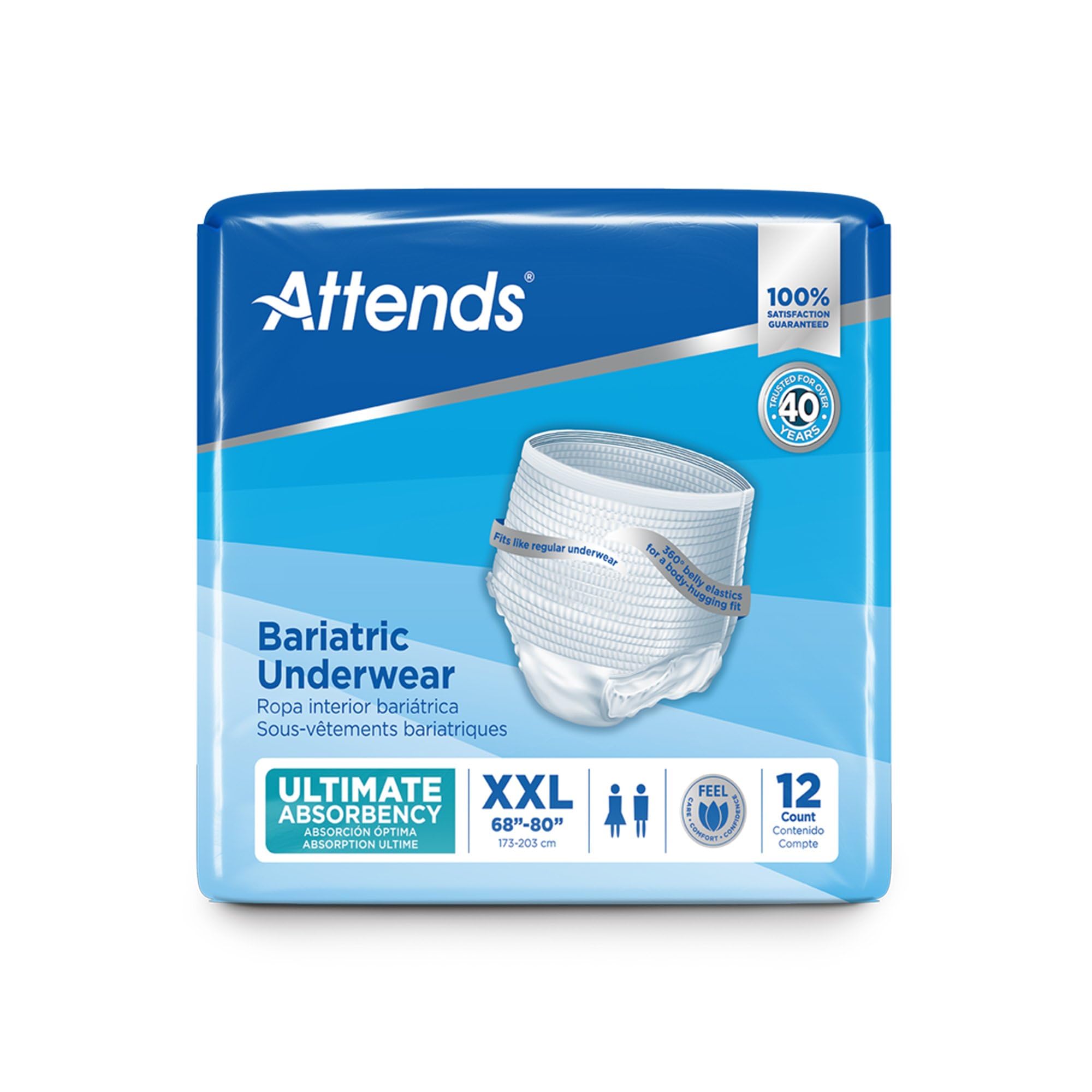 Attends Bariatric Disposable Underwear, 2X-Large, AU50, Ultimate Absorbency, 48 Ct