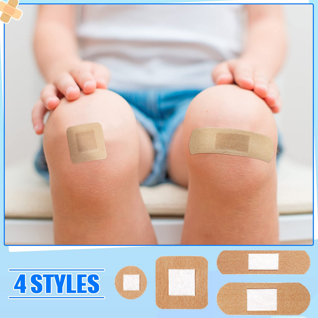 400 Pcs Flexible Fabric Adhesive Bandages Bulk Assorted Breathable Bandages for Finger Wound Family First Aid Skin Wrap(4 Styles