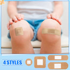 400 Pcs Flexible Fabric Adhesive Bandages Bulk Assorted Breathable Bandages for Finger Wound Family First Aid Skin Wrap(4 Styles