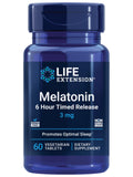 Life Extension Melatonin 6 Hour Timed Release, 3 mg, Extended-Release Formula for Optimal Sleep Support, Healthy circadian Rhyth
