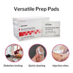 McKesson Alcohol Prep Pads [Pack of 1000] 70% Isopropyl, Individually Wrapped Wipes, Sterile, Medical-Grade, First Aid, Large, 1