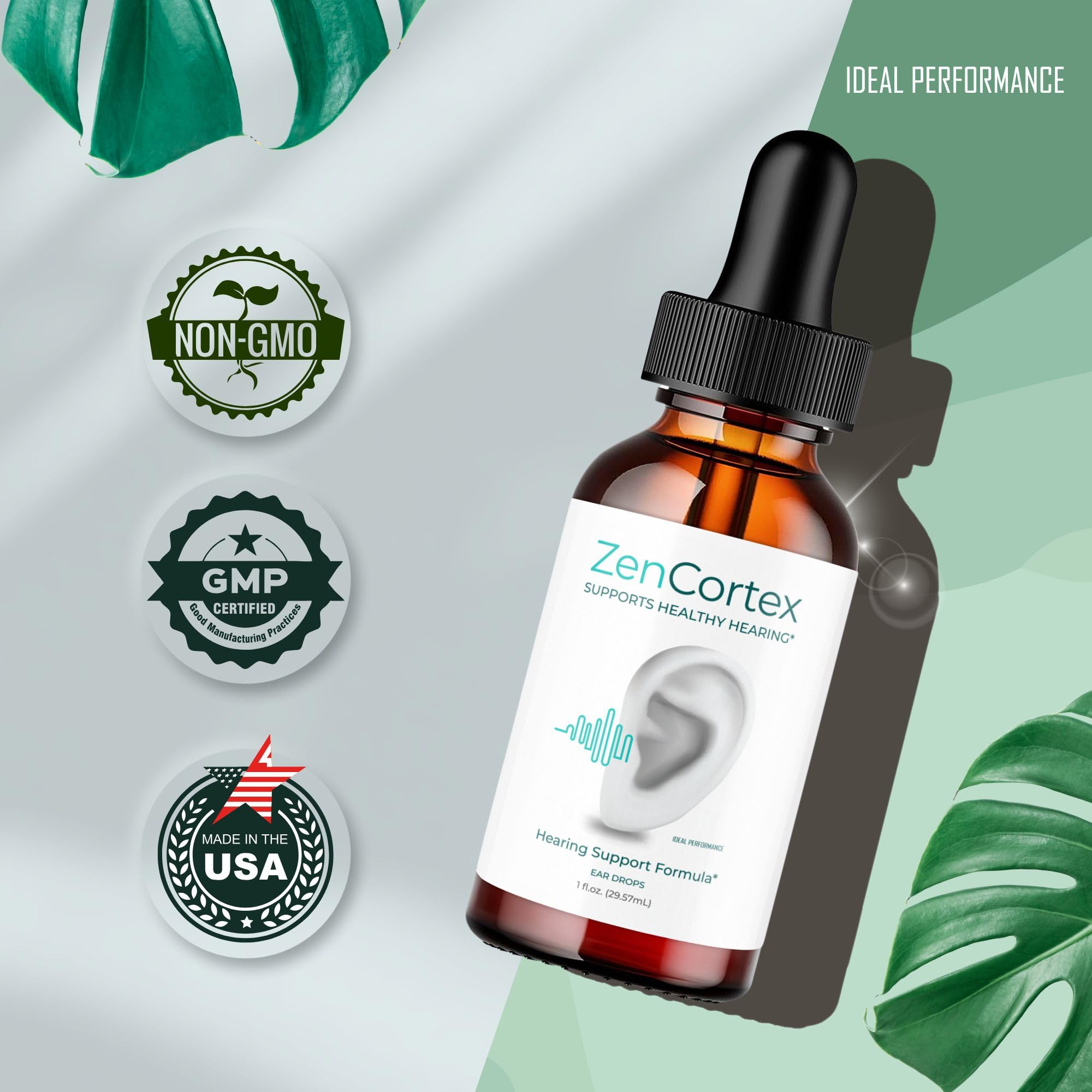 IDEAL PERFORMANCE Zencortex Tinnitus Relief for Ringing Ears Drops, Zencortex Ring Clear Tinnitus Drops, Tinnitus Treatment Supp