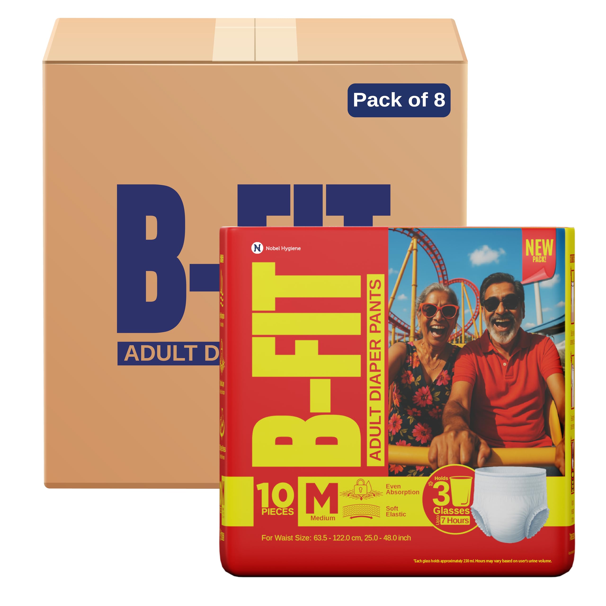 BFit Regular Adult Diaper M Size Pants | 80 Count (Medium) | Waist 25  48 Inch | Unisex | Leakproof | Even Absorption | Long P