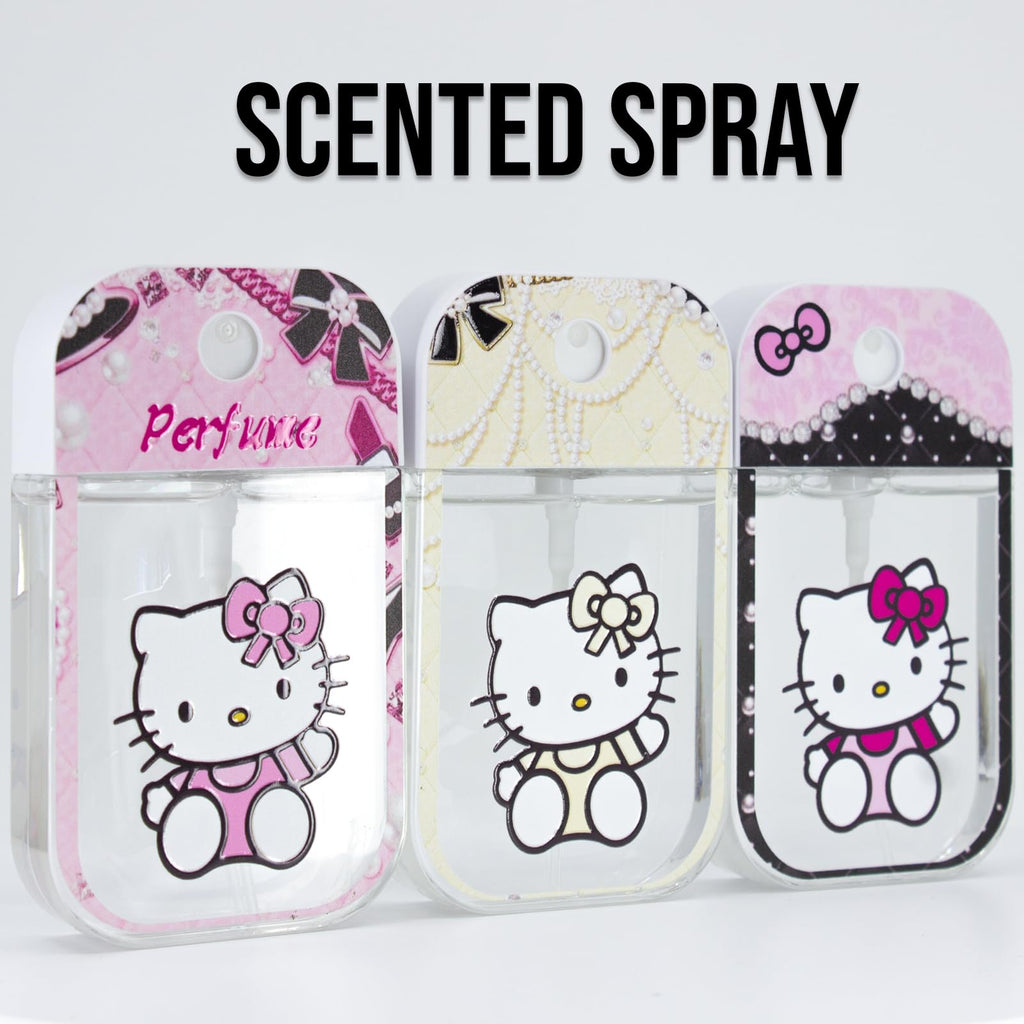 Glam Lux 79 Bundle Glam Hello Kitty Set of 3 Hydrating Deodorizing Antibacterial Hand Sanitizer Spray Mist Non-Drying Compact Tr