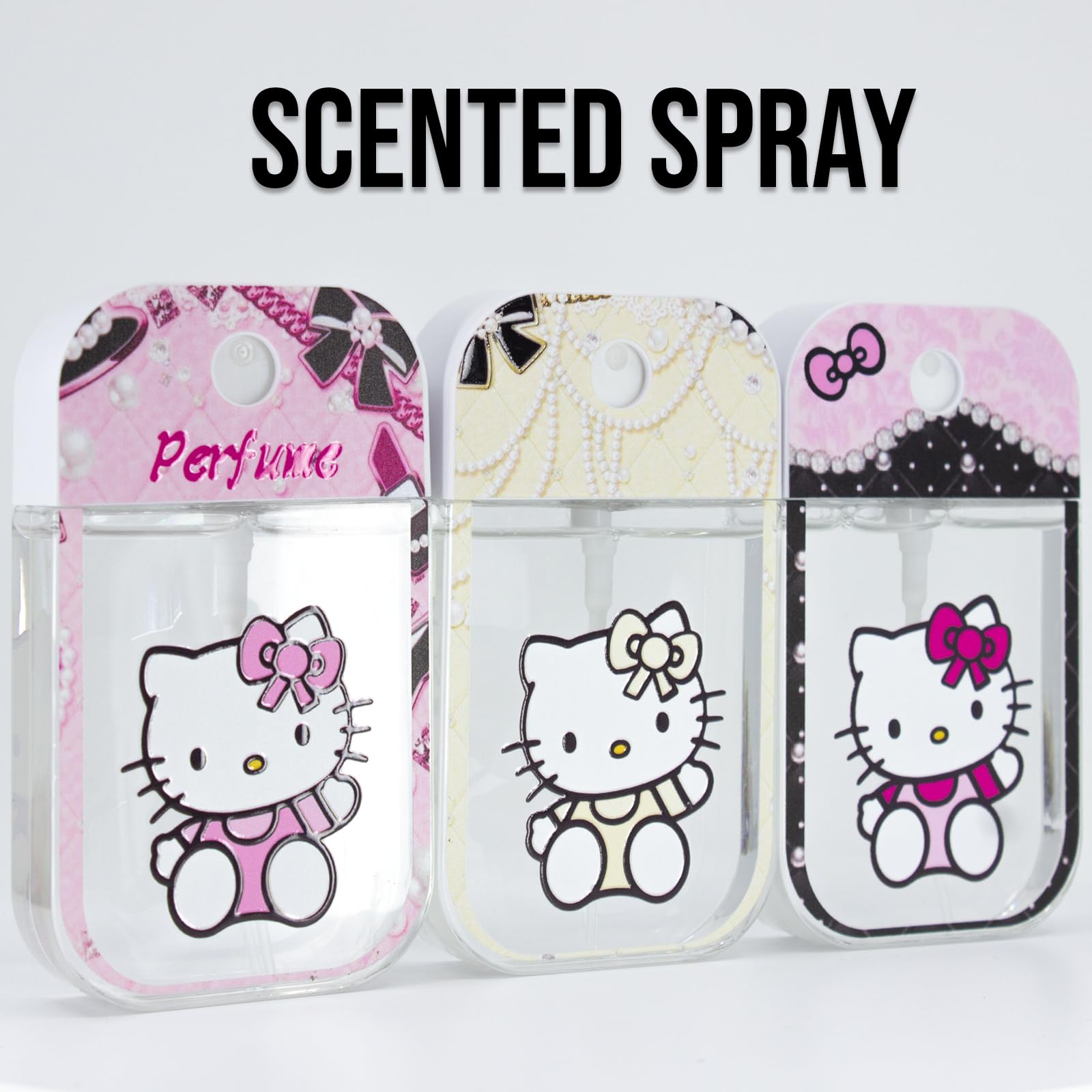Glam Lux 79 Bundle Glam Hello Kitty Set of 3 Hydrating Deodorizing Antibacterial Hand Sanitizer Spray Mist Non-Drying Compact Tr