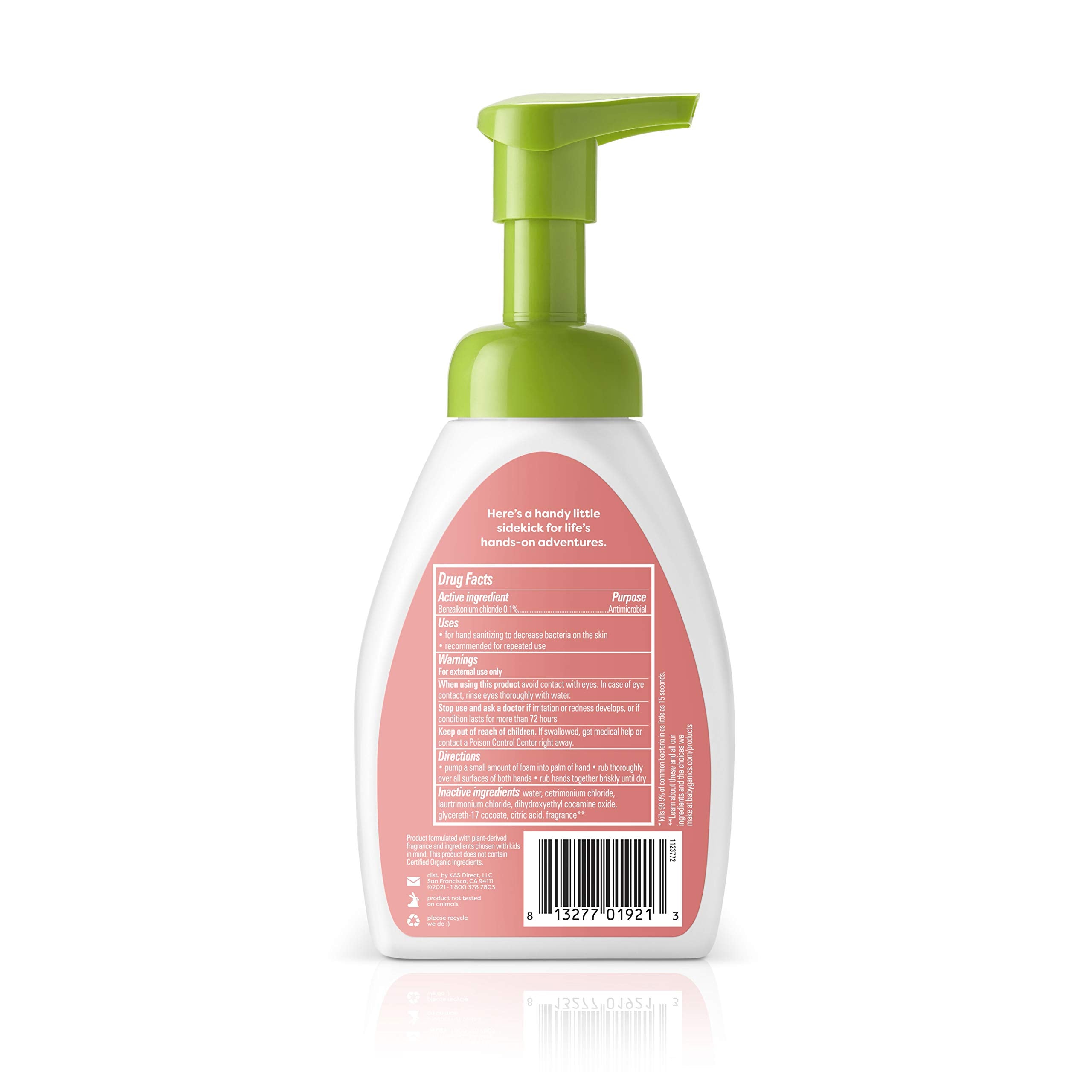 Babyganics Kids Foaming Pump Hand Sanitizer, Alcohol Free, Cupcake, Kills 99.9% of Common Bacteria, Moisturizing, 8.45 Fl Oz (Pa