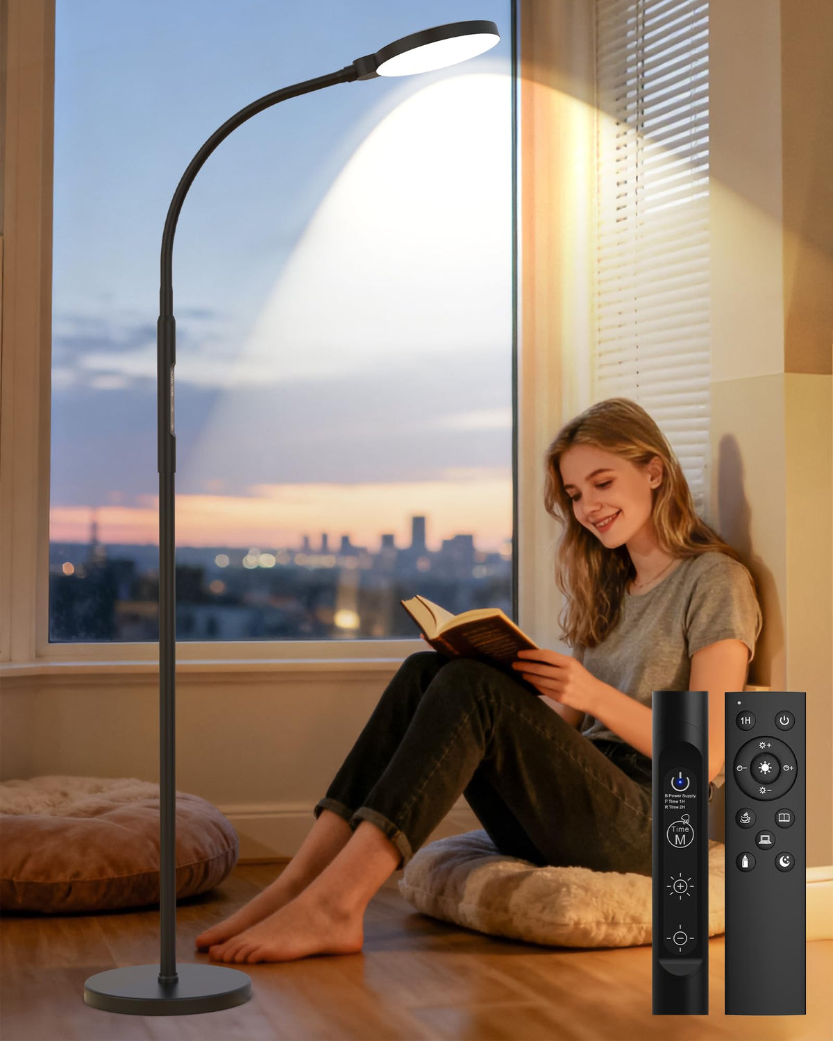 Light Therapy Lamp 11000 Lux, LED Full Spectrum UVFree Sunlight Lamp