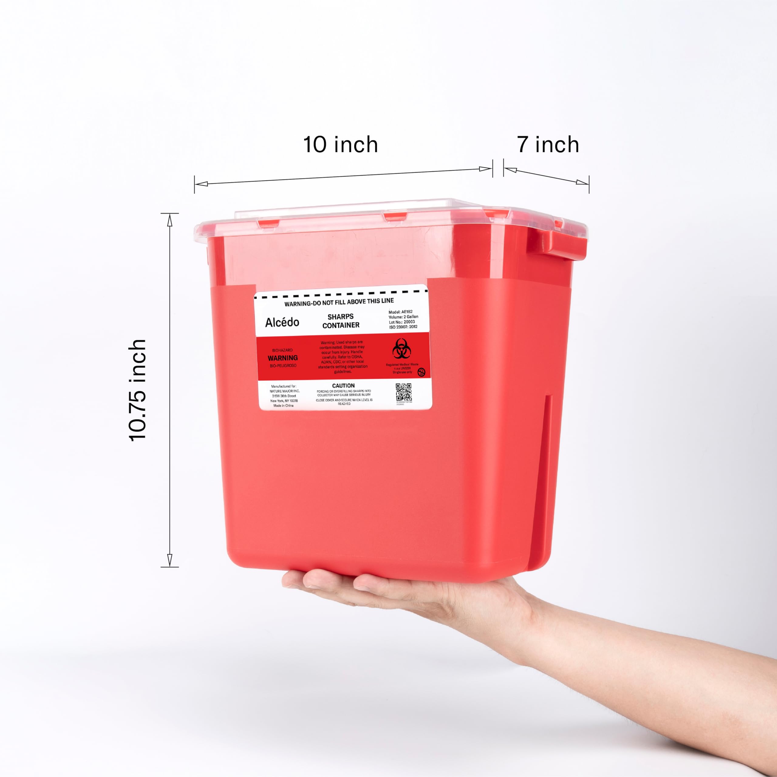 Alcedo Sharps Container for Home Use 2 Gallon (3-Pack), Biohazard Needle and Syringe Disposal, Professional Medical Grade