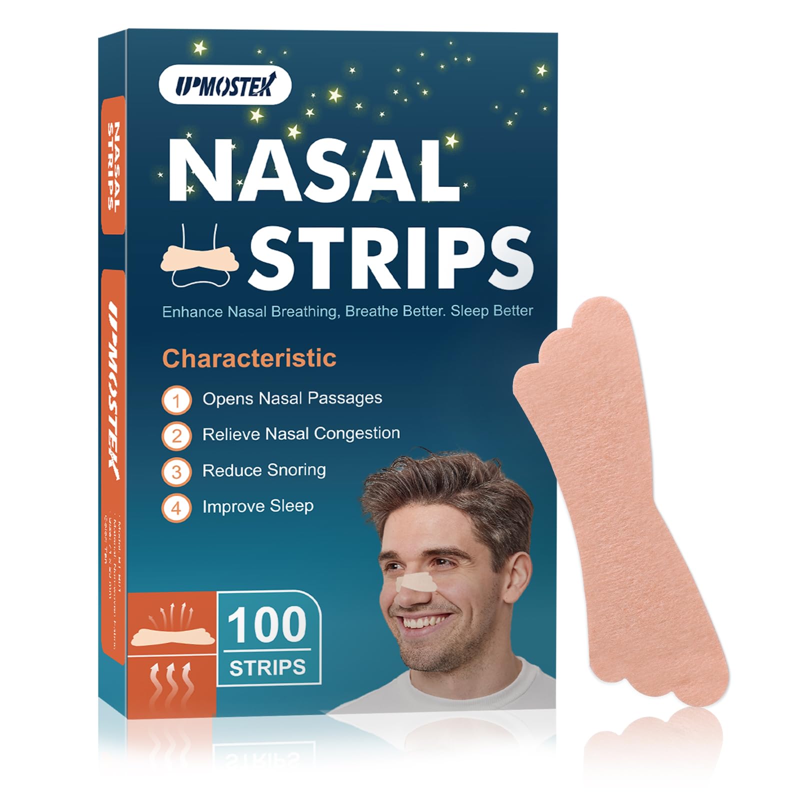 100Pcs Nasal Strips for Snoring, Extra Strength Nose Strips Breathing, Nose Tape for Sports and Sleep, Anti Snoring Strips Help 