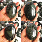 Loveliome Natural Africa Bloodstone Oval Polished Worry Stones, Healing Crystal Indoor Fountain Stones Massage Energy Anxiety Re