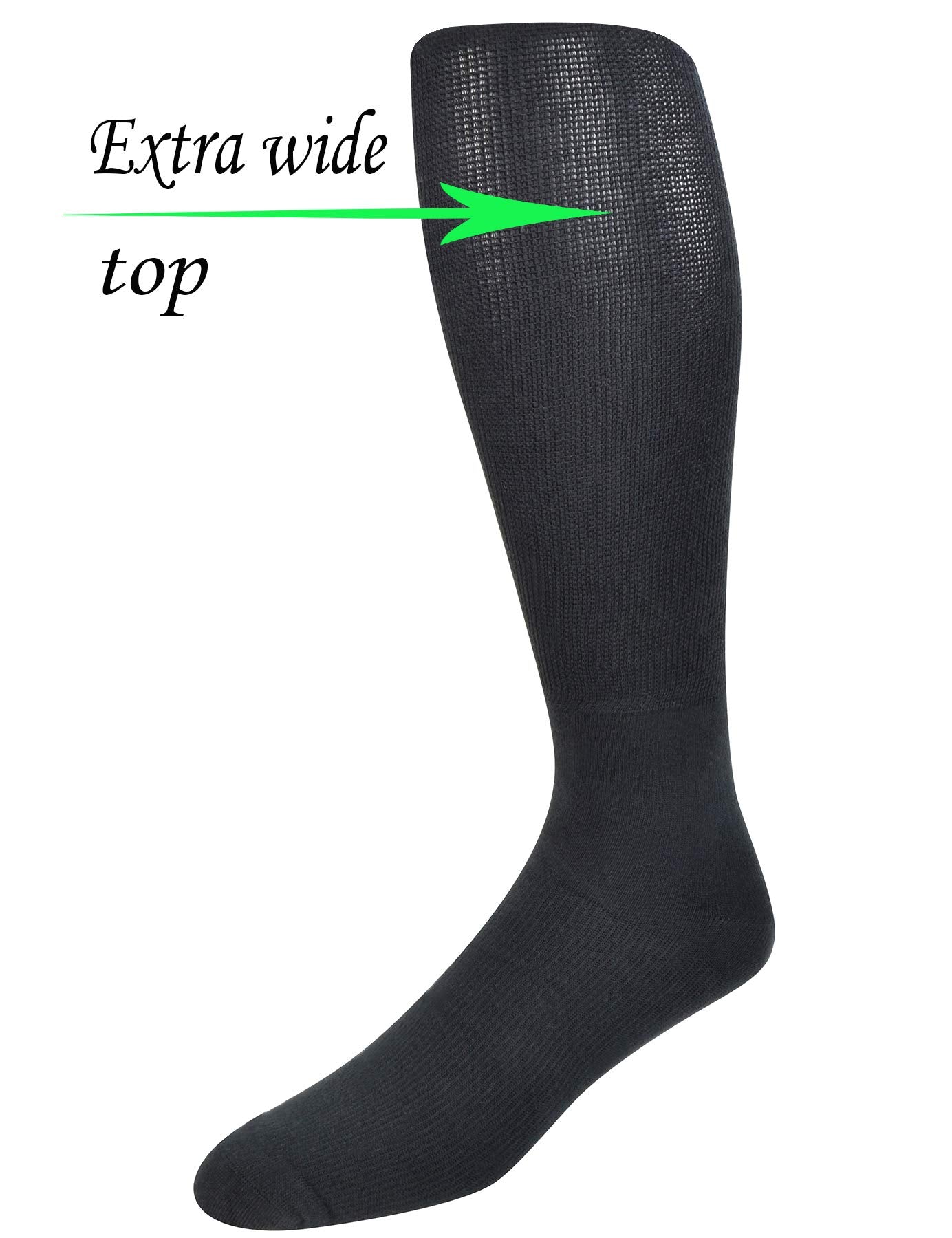 Yomandamor 4 Pairs Mens Over the Calf Compression/Diabetic Dress Socks with Seamless Toe Size 13-15
