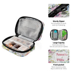 Custom Pill Box 7 Day Pill Case Bag Watercolor Flower Personalized Name Travel Pill Organizer Bag with Zipper Portable Weekly Ca
