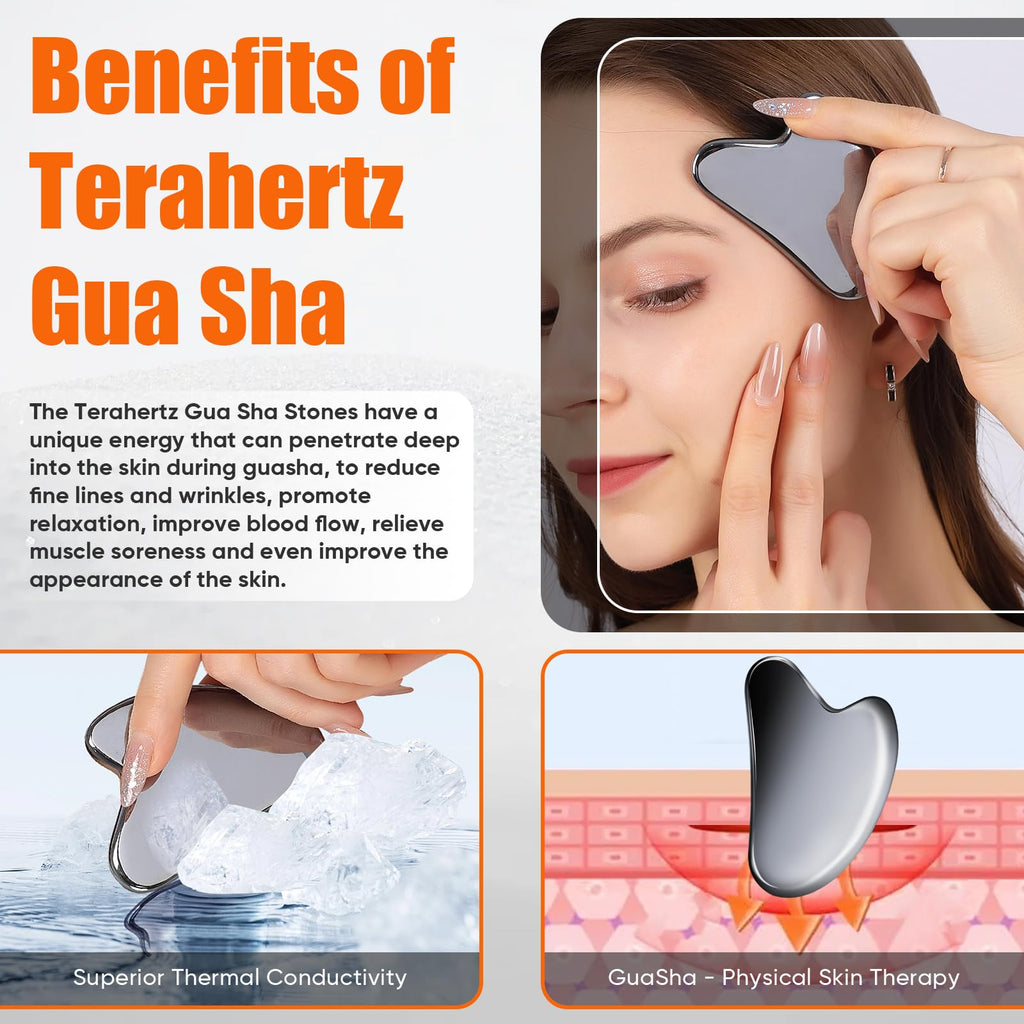 InfiniteRelax Terahertz Gua Sha Facial Tools,Cryo Gua Sha Tool for Face and Body, Gua Sha Massager Tools for Reduce Puffiness an
