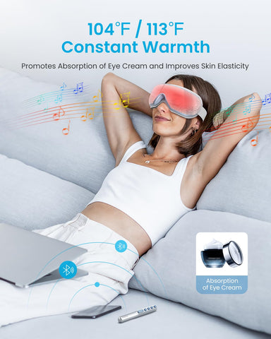 RENPHO FSA HSA Eyeris1 Eye Massager, Birthday Valentine's Day Gifts, Migraine Massager with Remote, Compression, Silent Mode, Bl