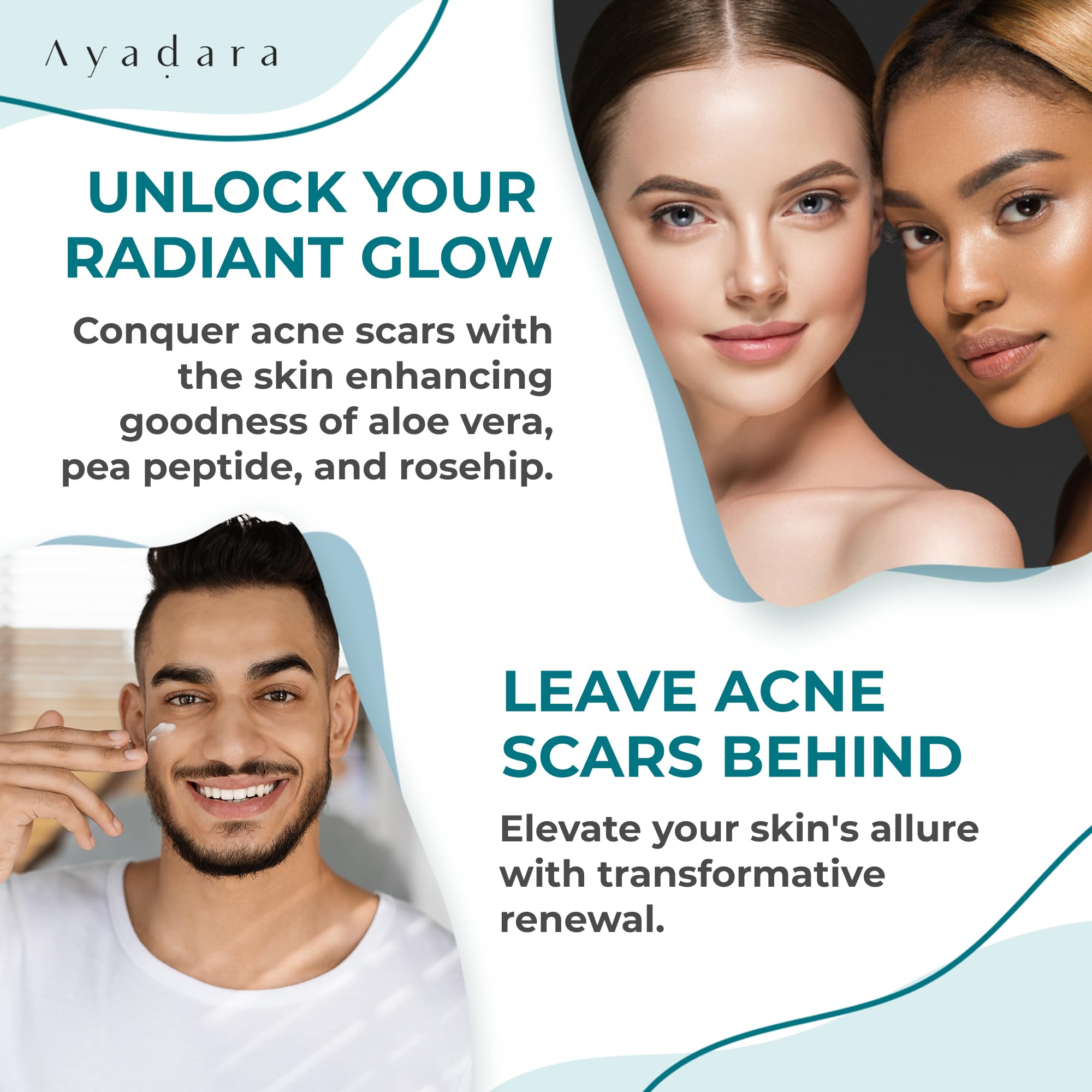 Ayadara Acne Scar Healing Cream, 2 fl oz, Acne Scar Treatment for Face, Stretch Marks, Body Scars, Acne Scar Removal Cream for B