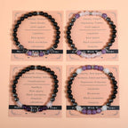 Gracayfr Anxiety Relief Bracelet Protection Black Tourmaline Labradorite Lepidolite Rose Quartz Healing Crystal Grief Support Gi