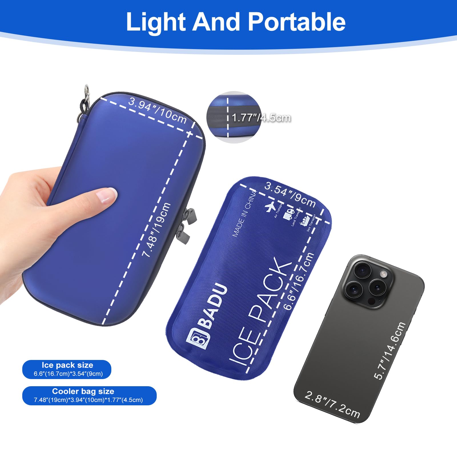 HIMDUZE Insulin Cooler Travel Case TSA Approved Small Refrigerated Medicine Cooler for Travel Diabetic Travel Case Bag w/1 Reusa