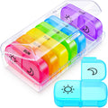 AUVON XL Weekly Pill Organizer 2 Times a Day with Large Opening for Easy Filling, AM PM Pill Box 7 Day in Rainbow Colors, Portab