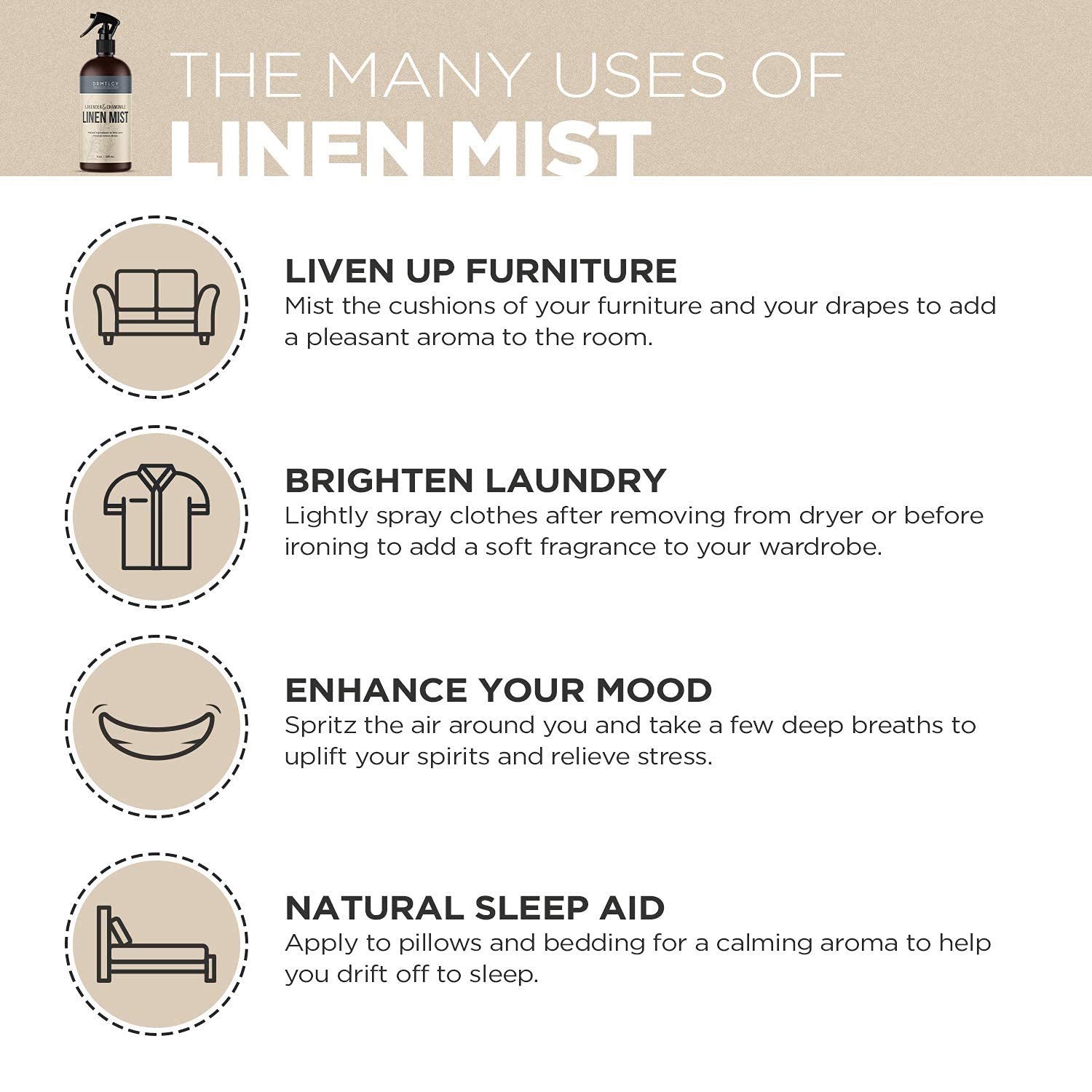 DRMTLGY Natural Green Tea Linen and Room Spray. Pure Essential Oils for a Pillow Spray, Linen Mist, and Fabric Spray. Aromathera