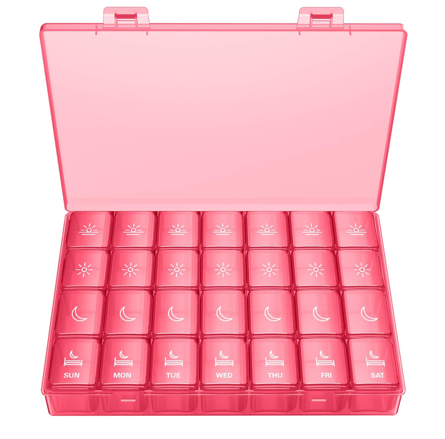 XL Pill Organizer 4 Times a Day, BUG HULL Extra Large Weekly Pill Box Case, 7 Day Vitamin Container Daily Pill Holder for Cod-Li