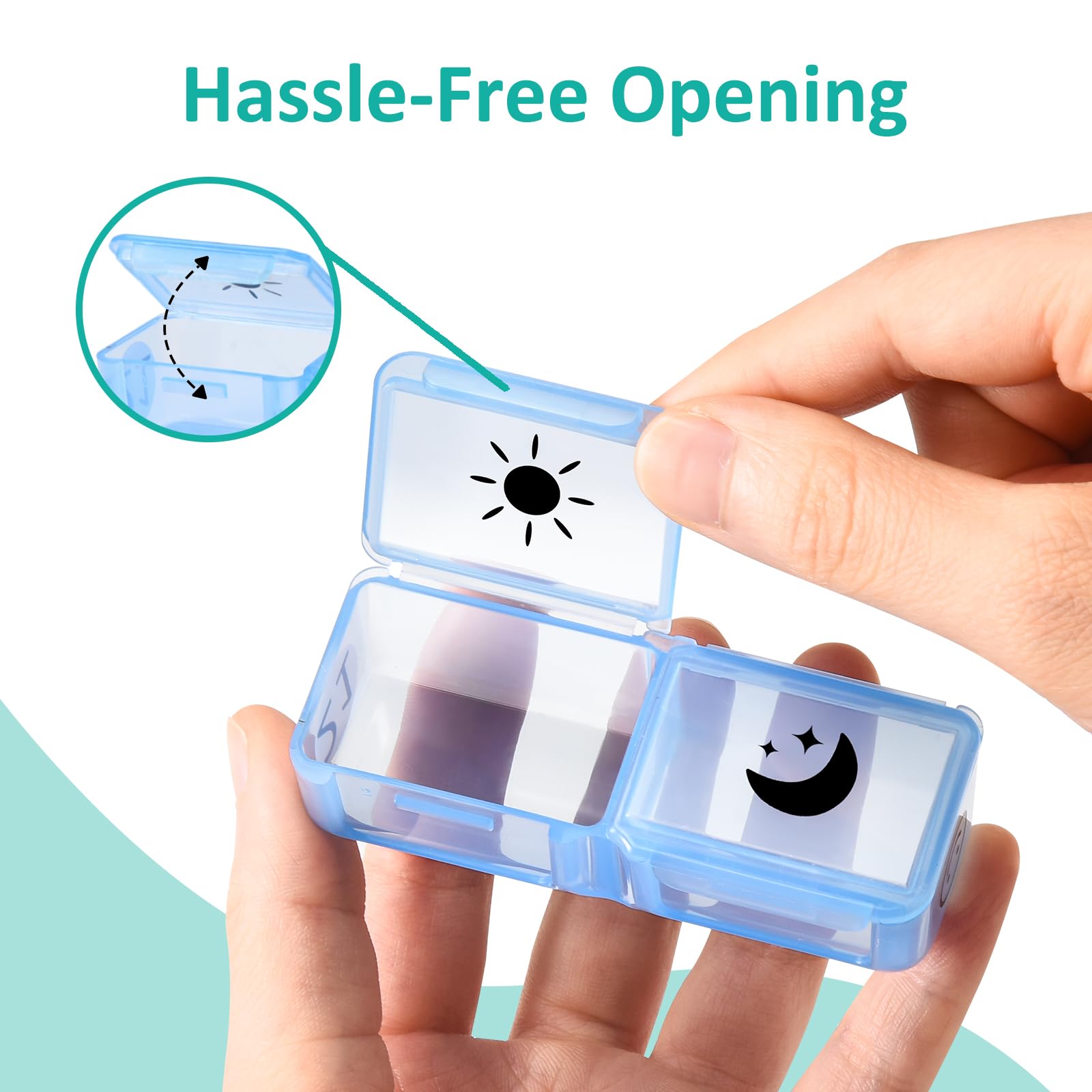 Fullicon Monthly Pill Organizer 2 Times a Day, 30 Day AM PM Pill Box with 32 Large Removable Cases, Medicine & Vitamin Storage f