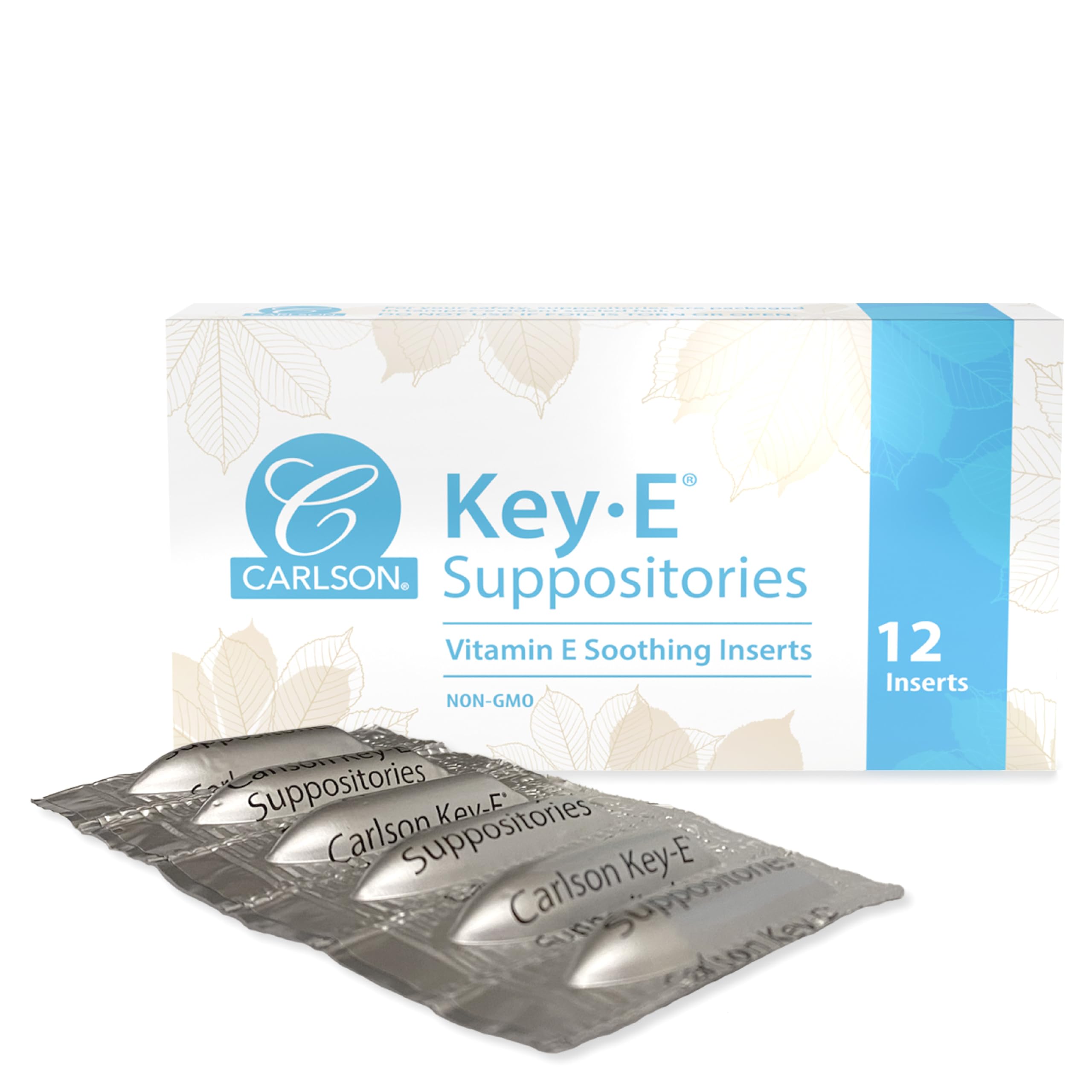 Carlson - Key-E Suppositories, 30 IU Vitamin E Suppository, Lubricates Dry Areas, Treatment for Women and Men, Vaginal & Rectal,