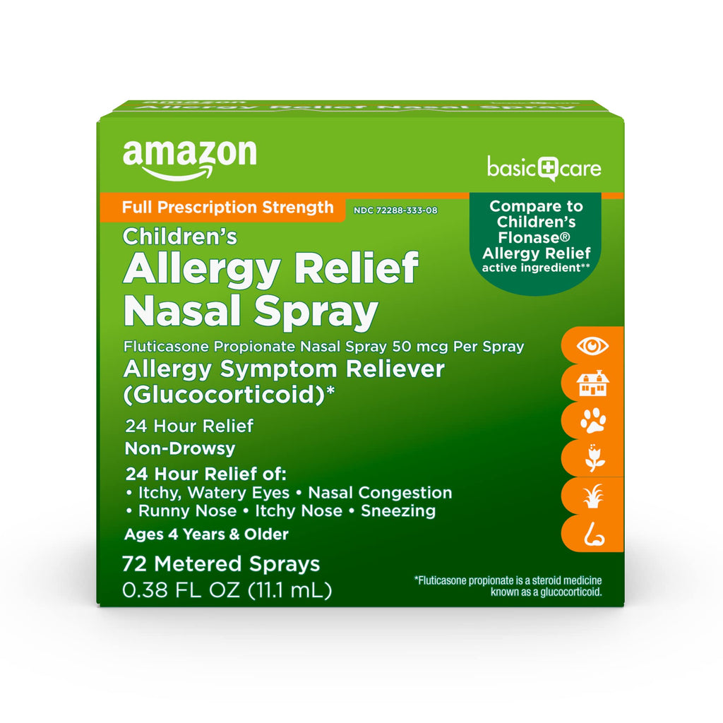 Amazon Basic Care Childrens Fluticasone Propionate Nasal Spray, Allergy Medicine, 0.38 fl oz (Pack of 1)