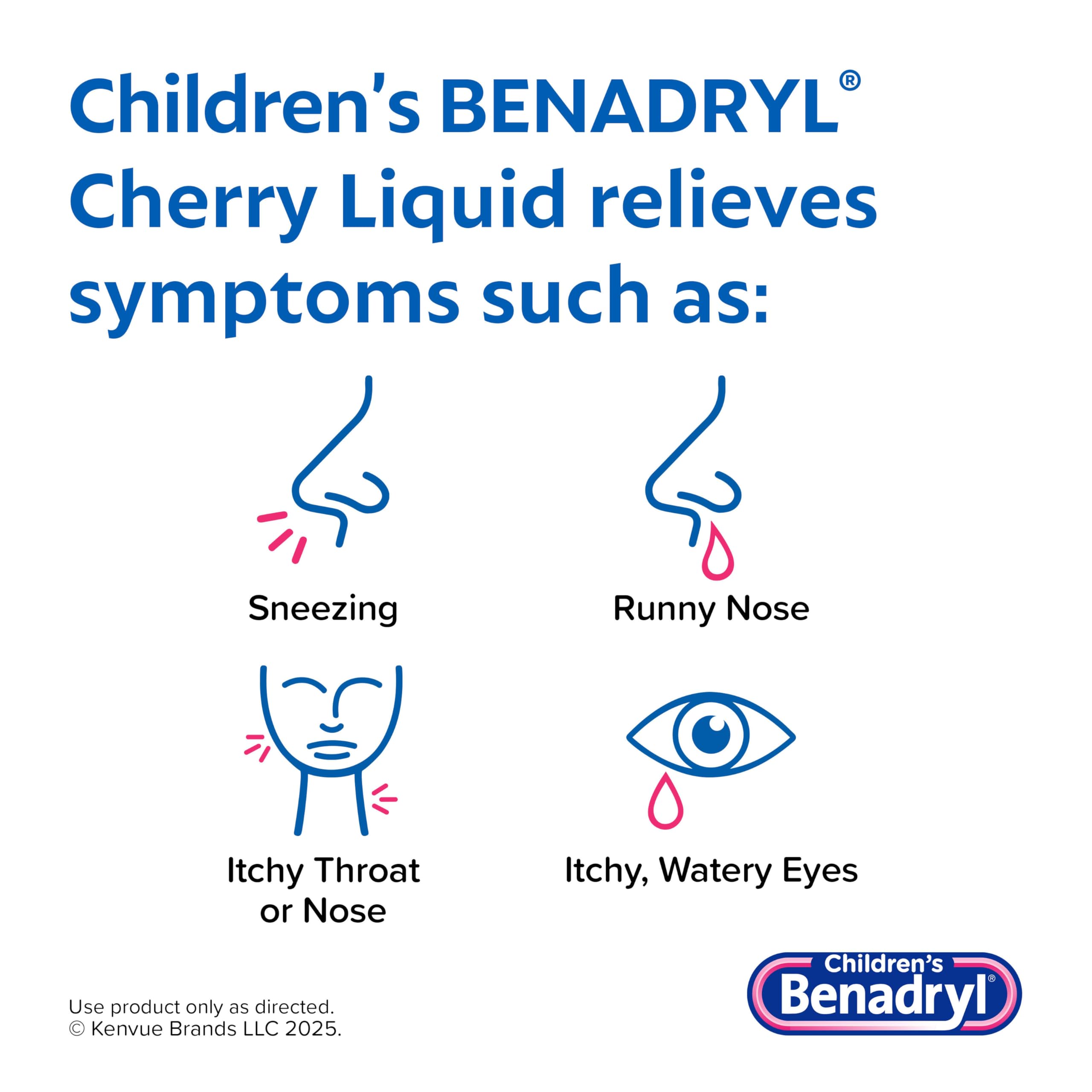Benadryl Childrens Allergy Relief Liquid Medicine with Diphenhydramine HCl, Kids Allergy Syrup for Allergy Symptoms Like Runny