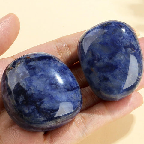 MAIBAOTA 1.6-2.0'' Blue Sodalite Crystal Large Sodalite Stone Reiki Blue Crystal Natural Tumbled Blue Polished Stones for Energy
