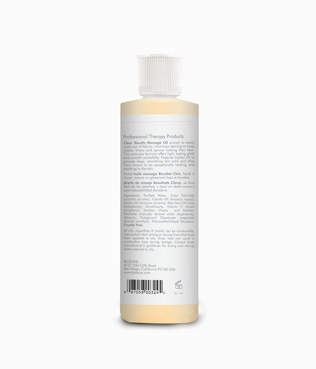 Biotone Clear Results Massage Oil, 8 Ounce