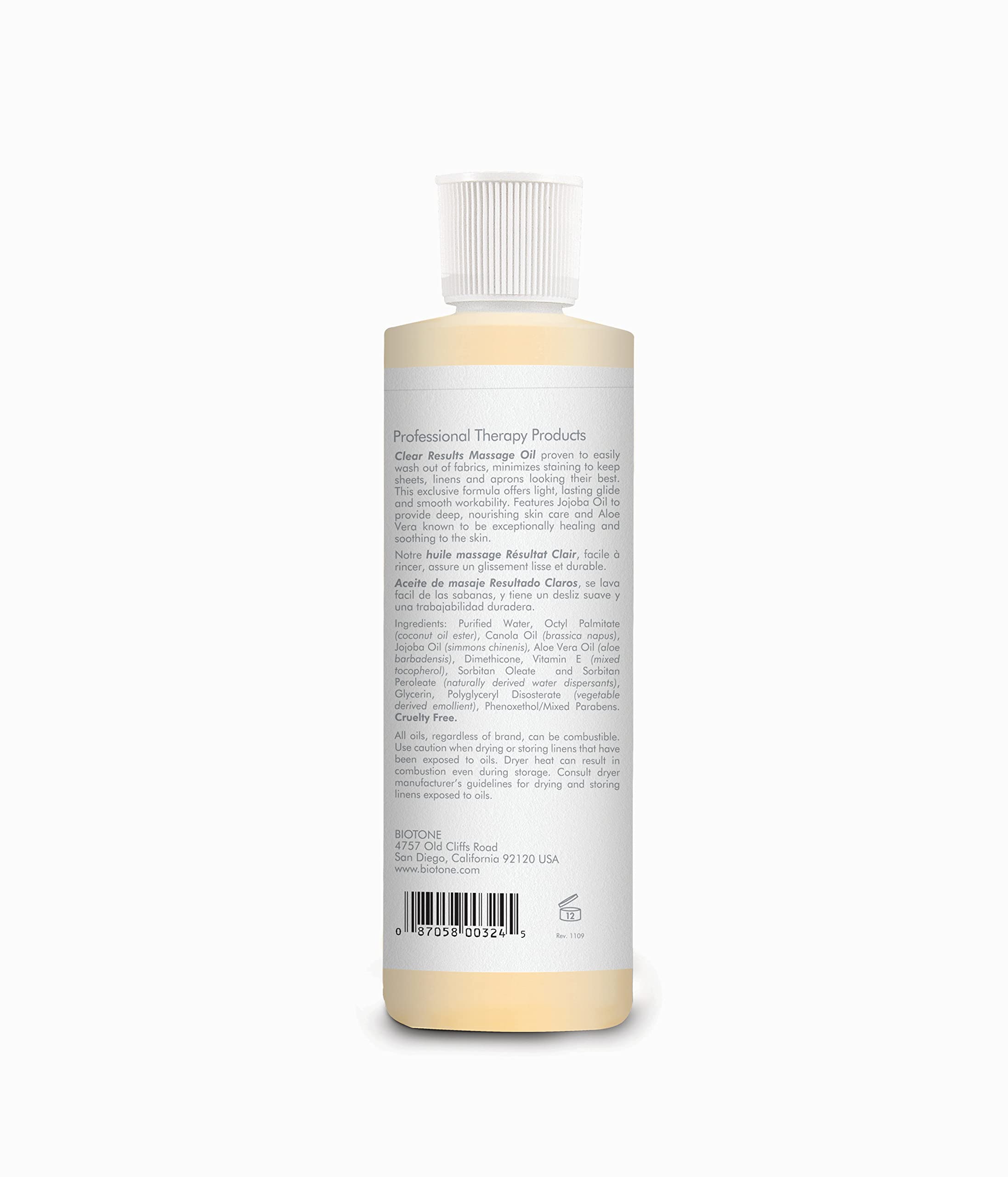 Biotone Clear Results Massage Oil, 8 Ounce