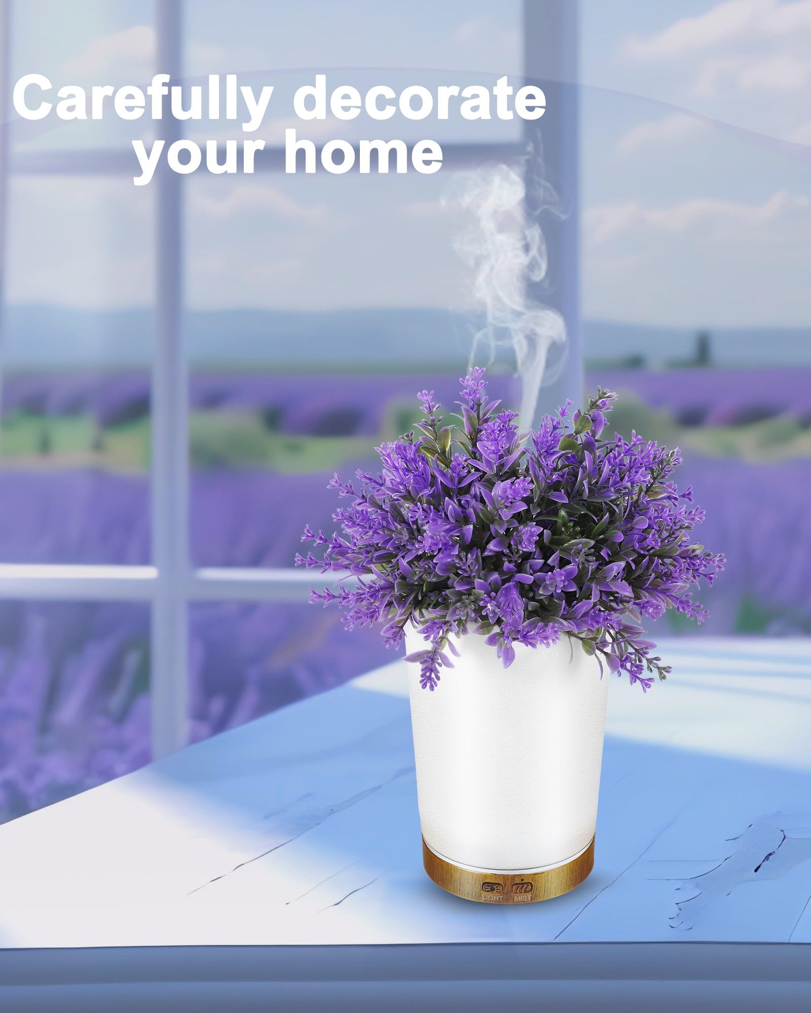 Essential Oil Diffusers- Aromatherapy Diffuser, Lavender Potted Plant Oil Diffuser for Home Bedroom Office, Super Quiet with Wat