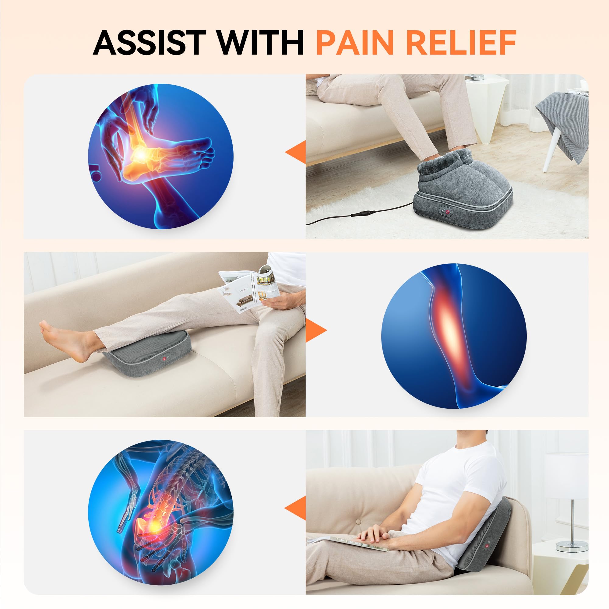 Snailax Shiatsu Foot Massager with Heat, Electrick Foot Massager Machine for Neuropathy, Plantar Fasciitis, Feet Warmers for Wom