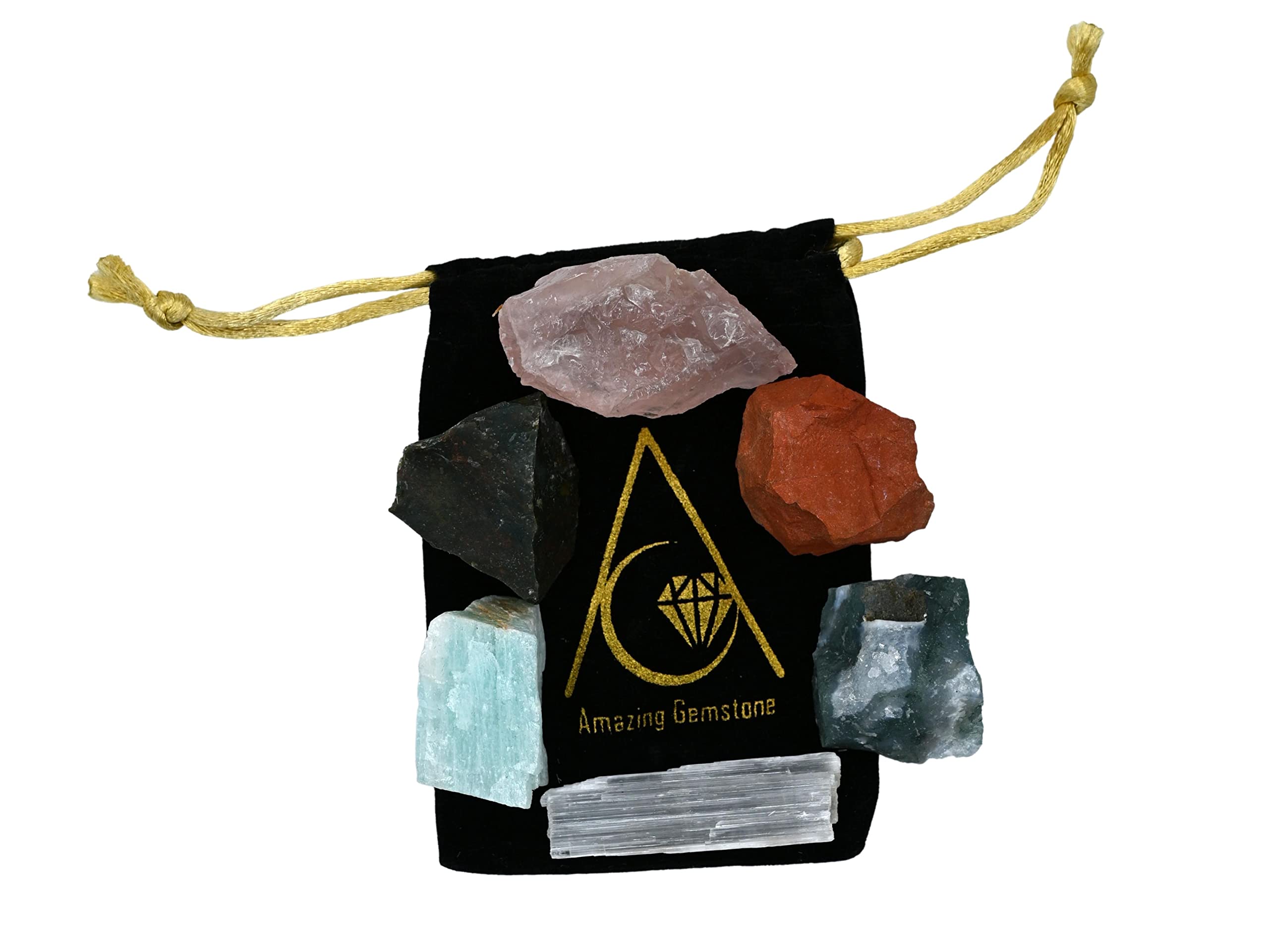 Get Well Soon Gifts for Women Recovery Manifestation Crystals, Set of 6 Blood Stone, Amazonite, Selenite, Rose Quartz, Red Jaspe