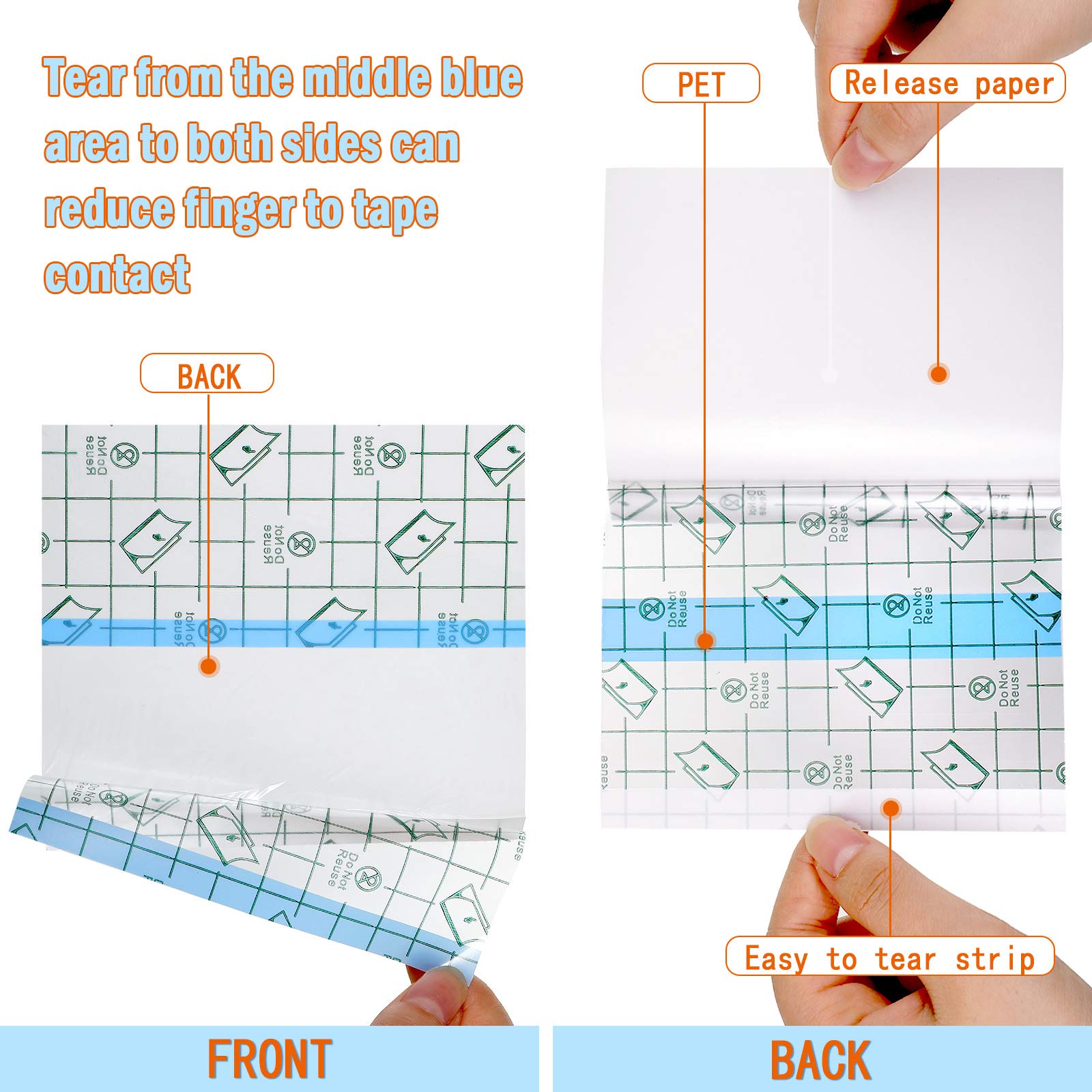 72 Pieces Transparent Waterproof Stretch Bandage Clear Adhesive Bandages Dressing, 6 x 6 Inches