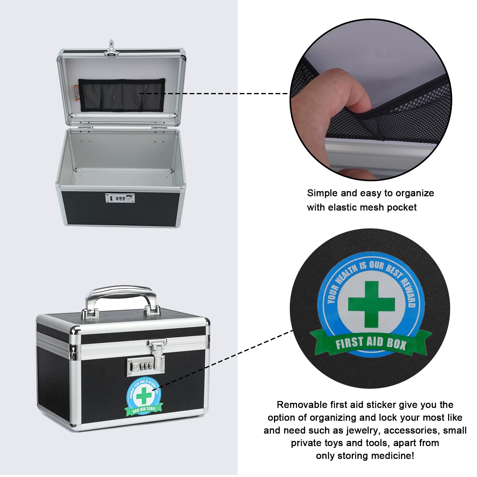 Medication Lock Box with Combination - Secure Medicine Organizer, Lockable Storage Box for Home & Outdoor