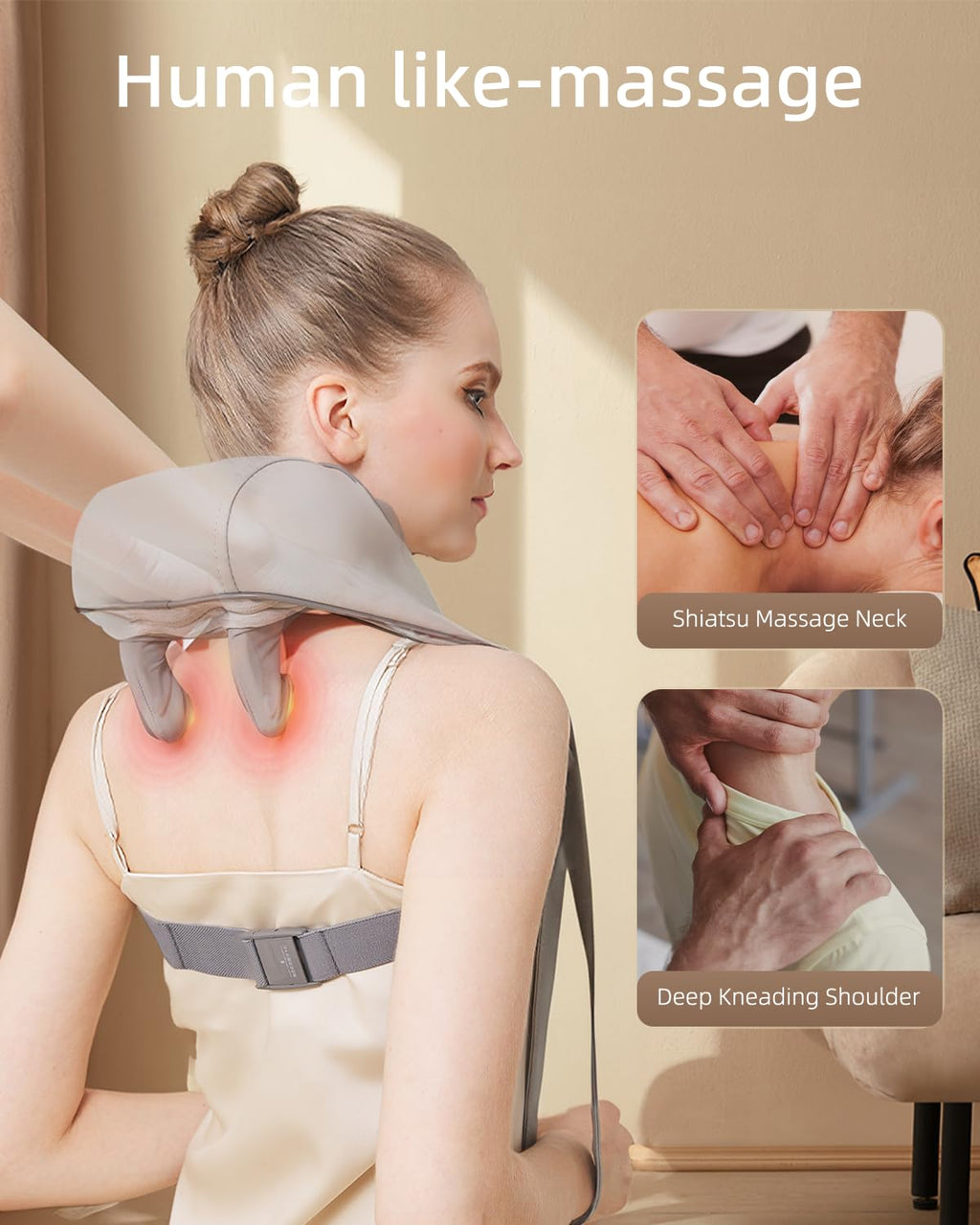 PERLEVI Neck Shoulder Massager with Heat,Deep Tissue Kneading Relieves Tension Improves Circulation,Mothers Day Gifts for Mom,Po