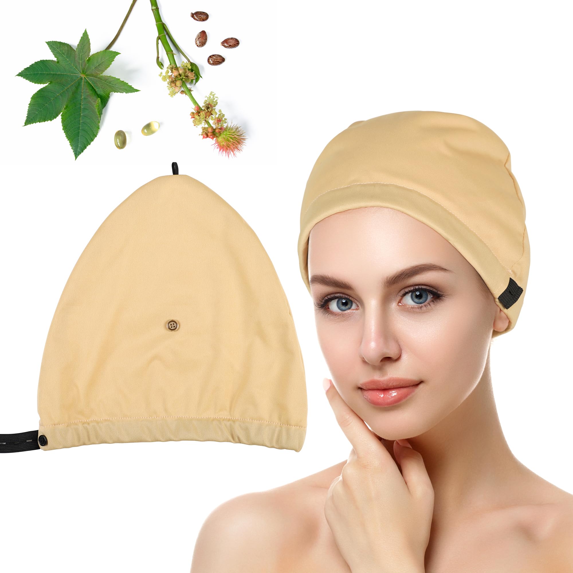 Castor Oil Pack Wrap Overnight Hair Wrap for Sleep Organic Cotton Reusable Hair Cap Cover for Treatment of Thinning, Balding, Dr