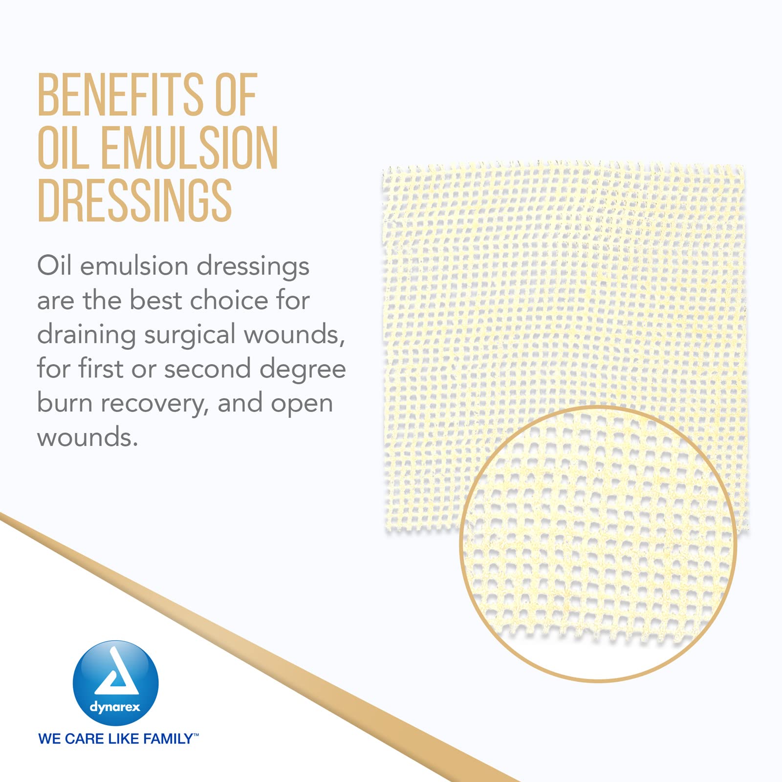 Dynarex Oil Emulsion Dressings, Wound Care, Absorbent, 3    x 3    Sterile Knitted Gauze Dressing with Emulsion Blend of Petrola