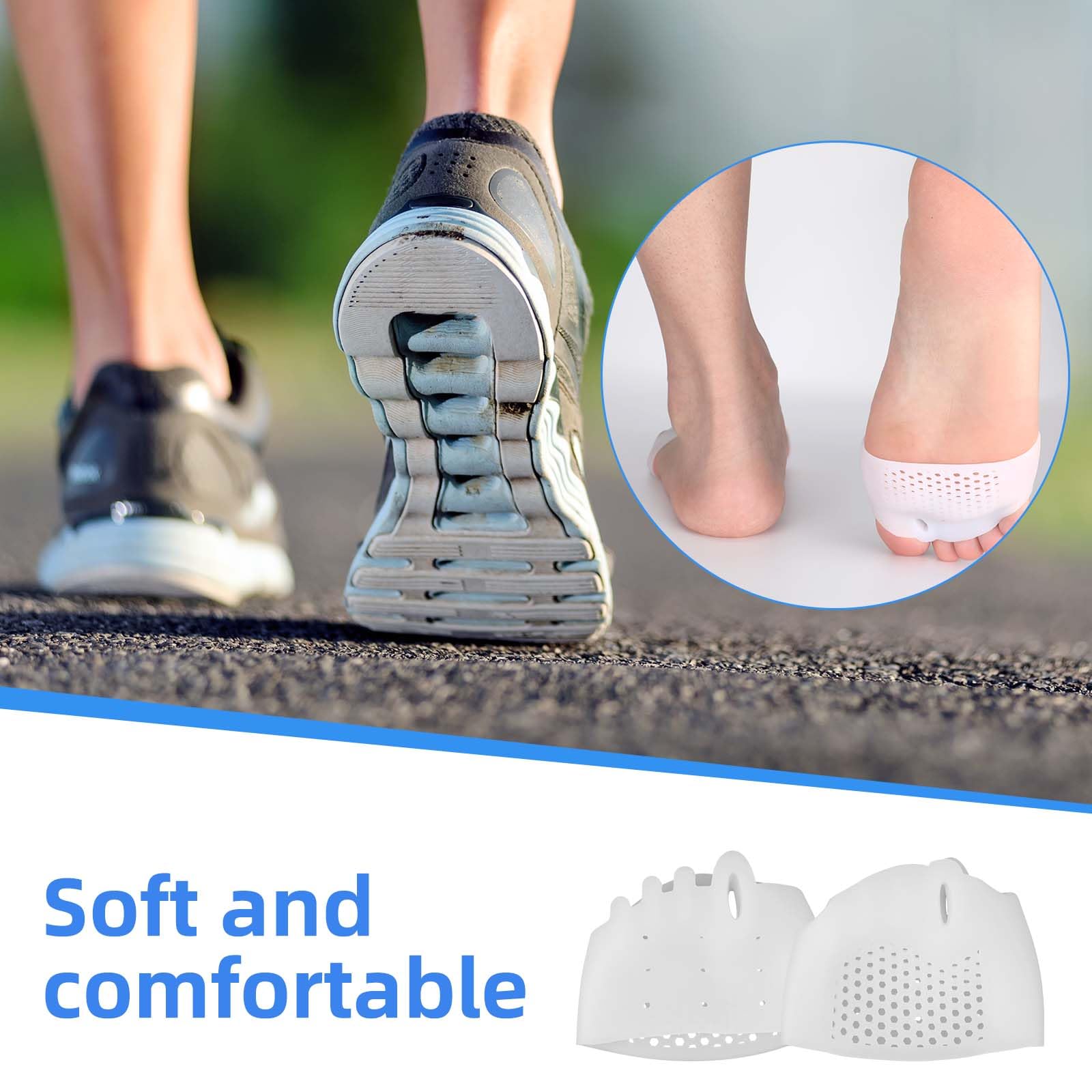 4pcs Silicone Toe Separators, White Toe Spacers Soft Comfort Dividers with Breathable Holes Foot Reusable Protector Tool for Men