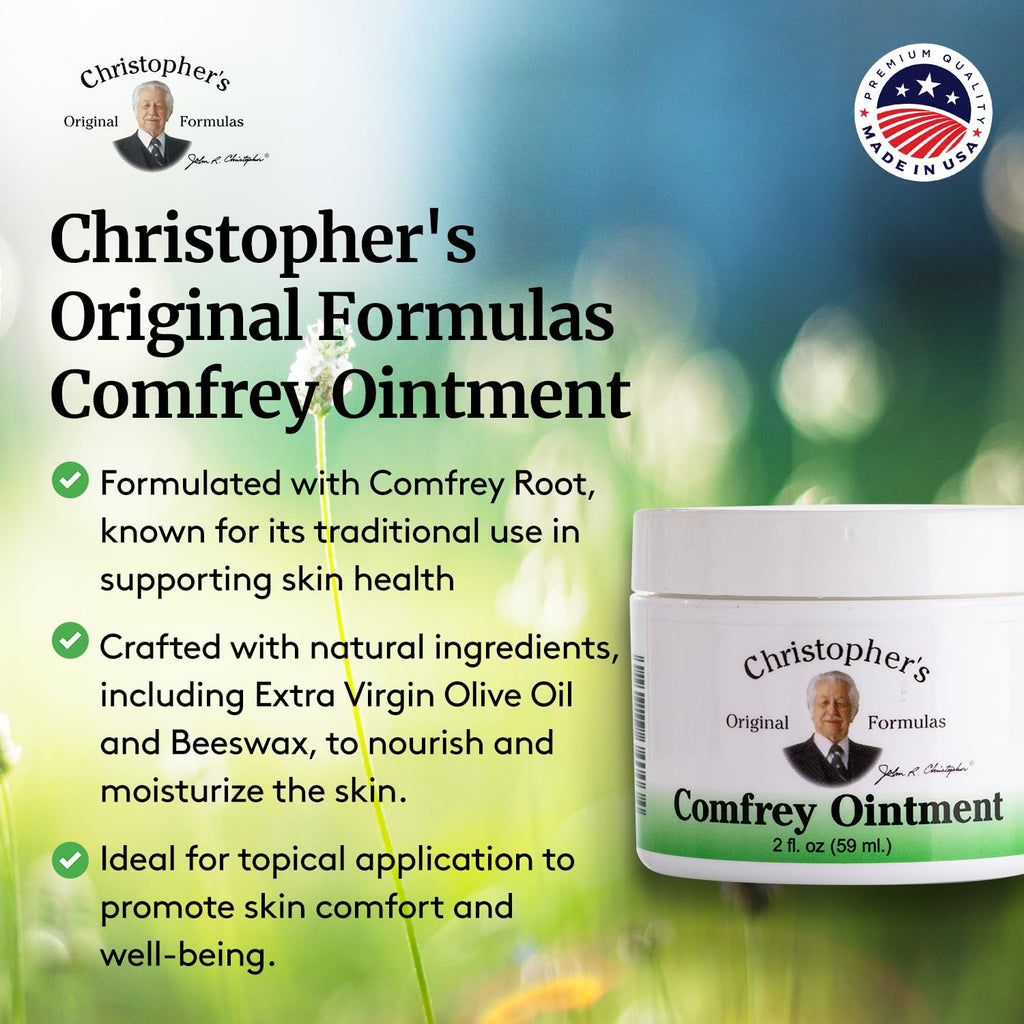 Christophers Original Formulas Comfrey Ointment, 2 Ounce - Herbal Ointment with Organic Comfrey Leaf in a Natural Beeswax and O