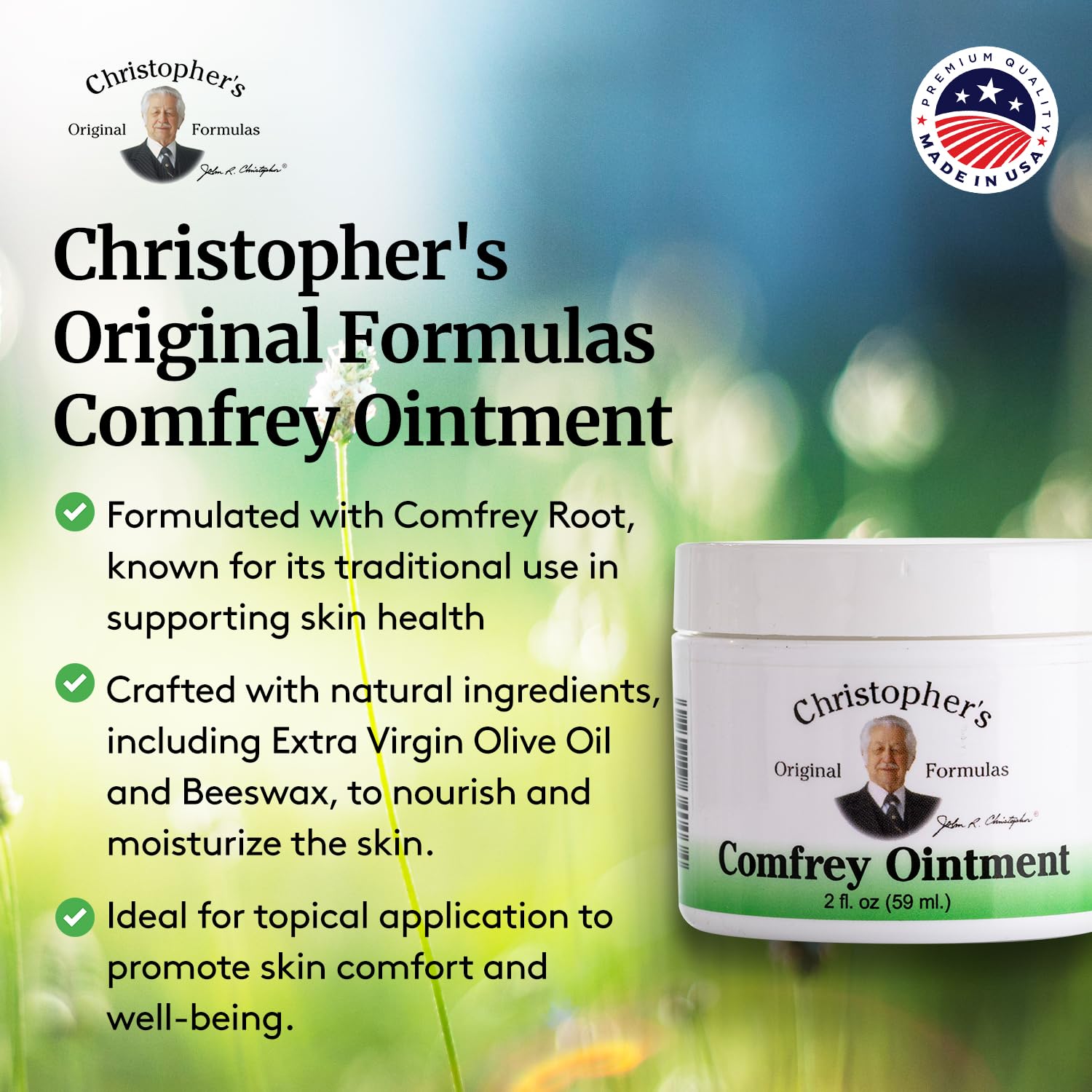 Christophers Original Formulas Comfrey Ointment, 2 Ounce - Herbal Ointment with Organic Comfrey Leaf in a Natural Beeswax and O