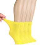 Hugh Ugoli Women Diabetic Ankle Socks, Super Soft & Thin Bamboo Socks, Wide & Loose, Non-Binding Top & Seamless Toe, 4 Pairs, Ye
