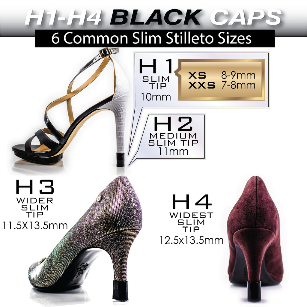 Heel Hunks Clear H1 Heel Caps 10 mm | Heel Protectors Replacement Tip Caps for High Heel Shoes and Stiletto | Anti-Slip and for
