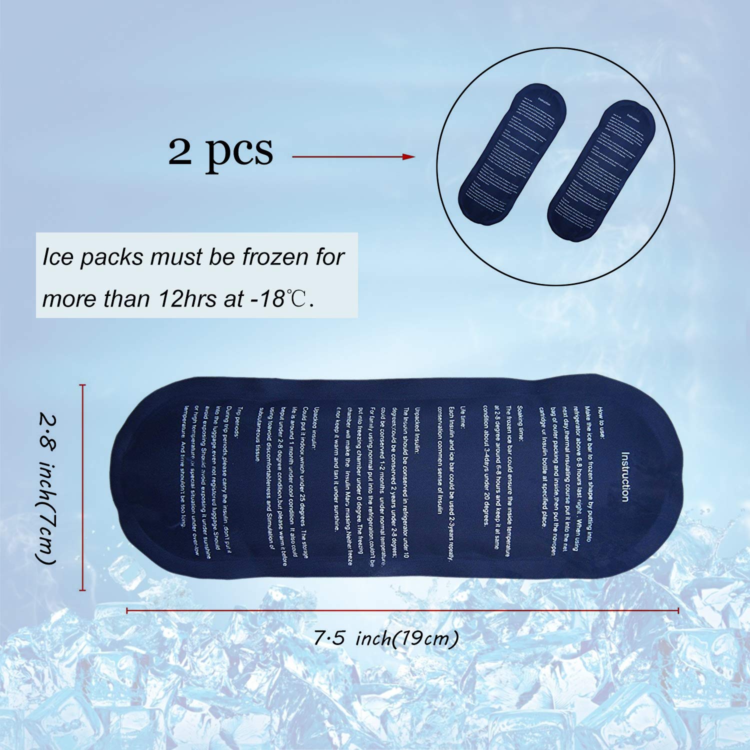 apollo walker Insulin Cooler Travel Case Diabetic Medication Cooler with 2 Ice Pack and Insulation Liner (Navy)